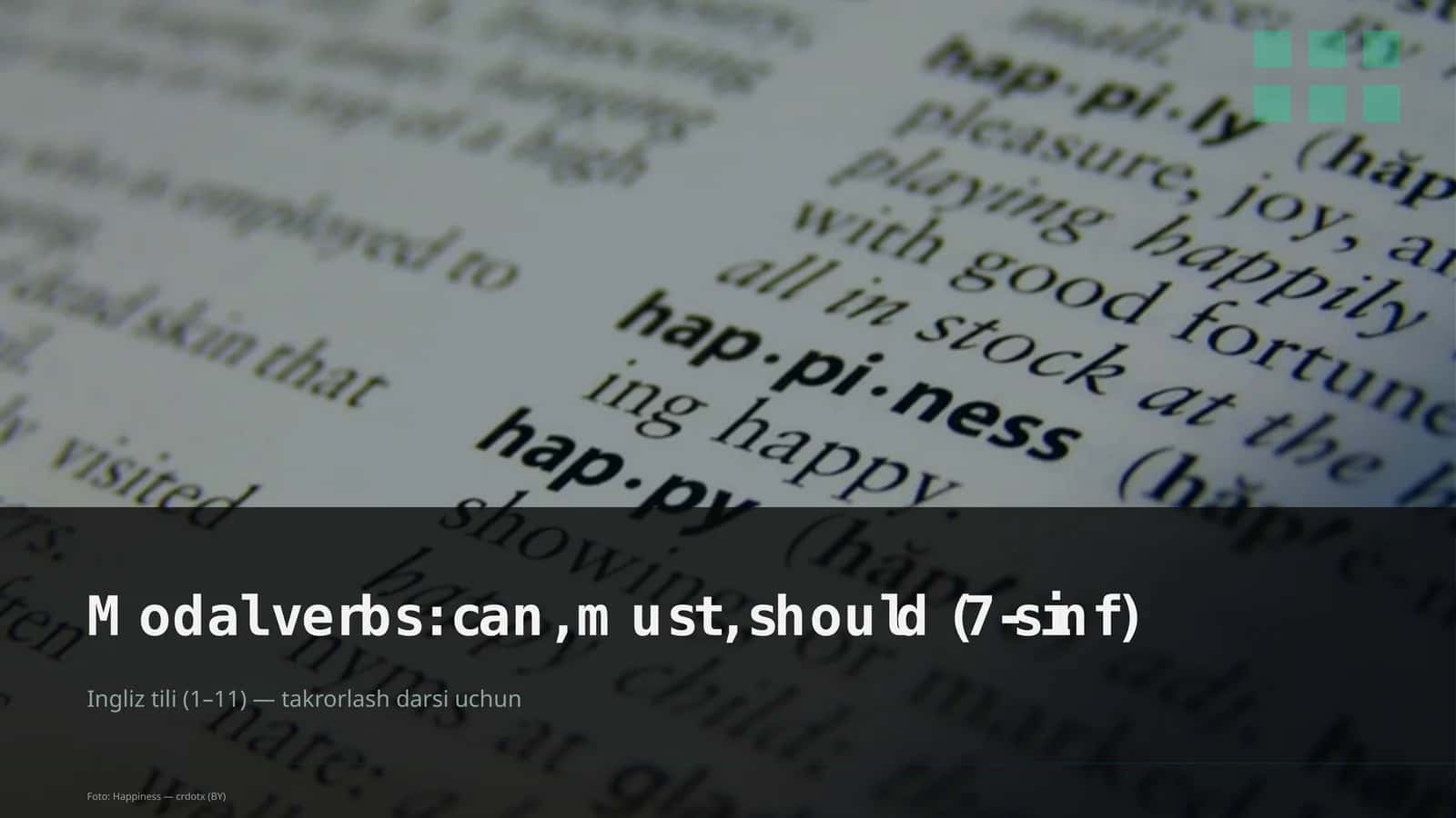 Modal verbs: can, must, should (7-sinf)
