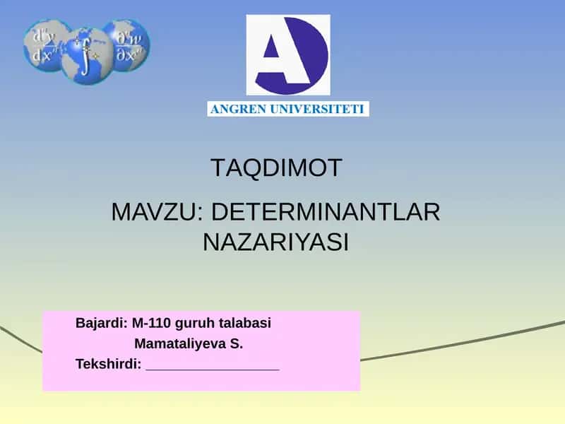 DETERMINANTLAR NAZARIYASI