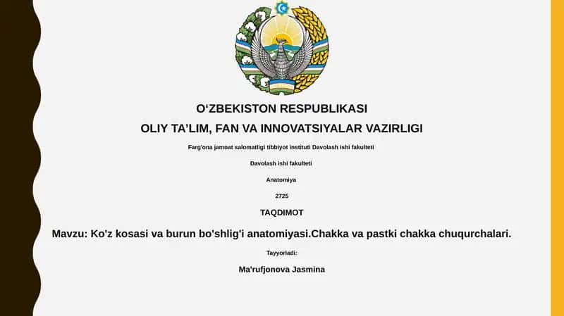 Ko'z kosasi va burun bo'shlig'i anatomiyasi