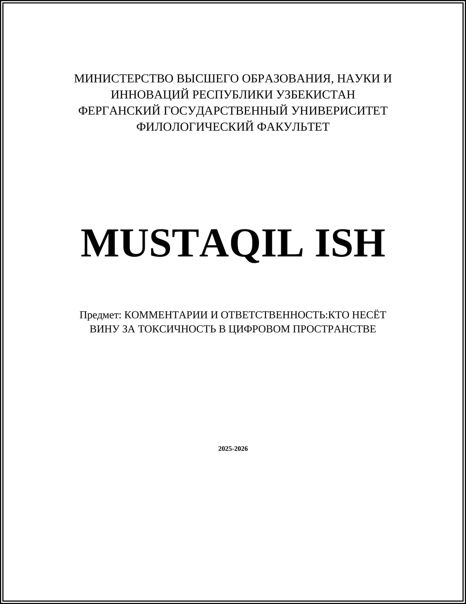 MUSTAQIL ISH
