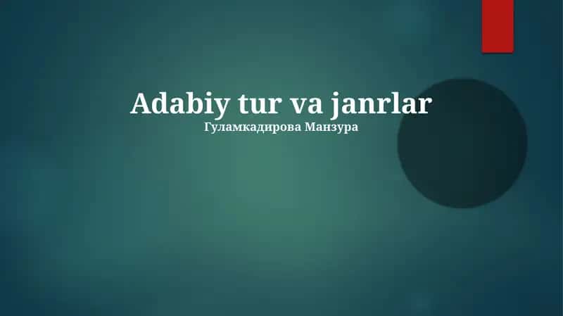 Adabiy tur va janrlar