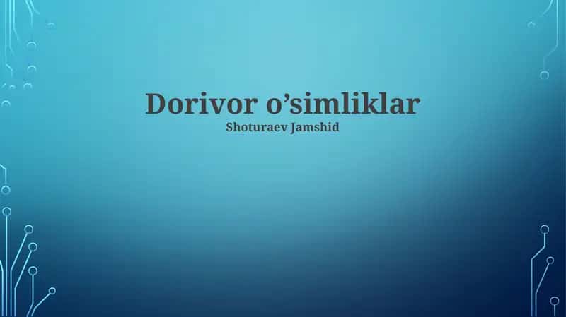 Dorivor o’simliklar