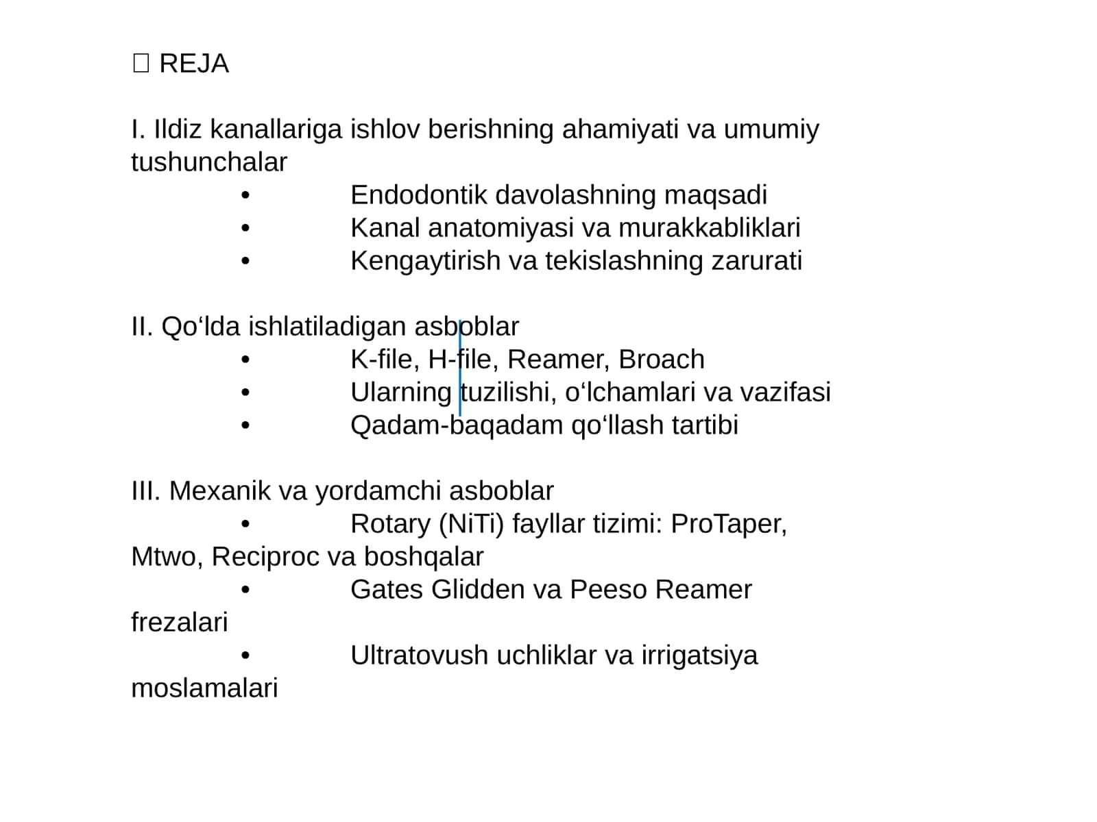 Ildiz kanallariga ishlov berish