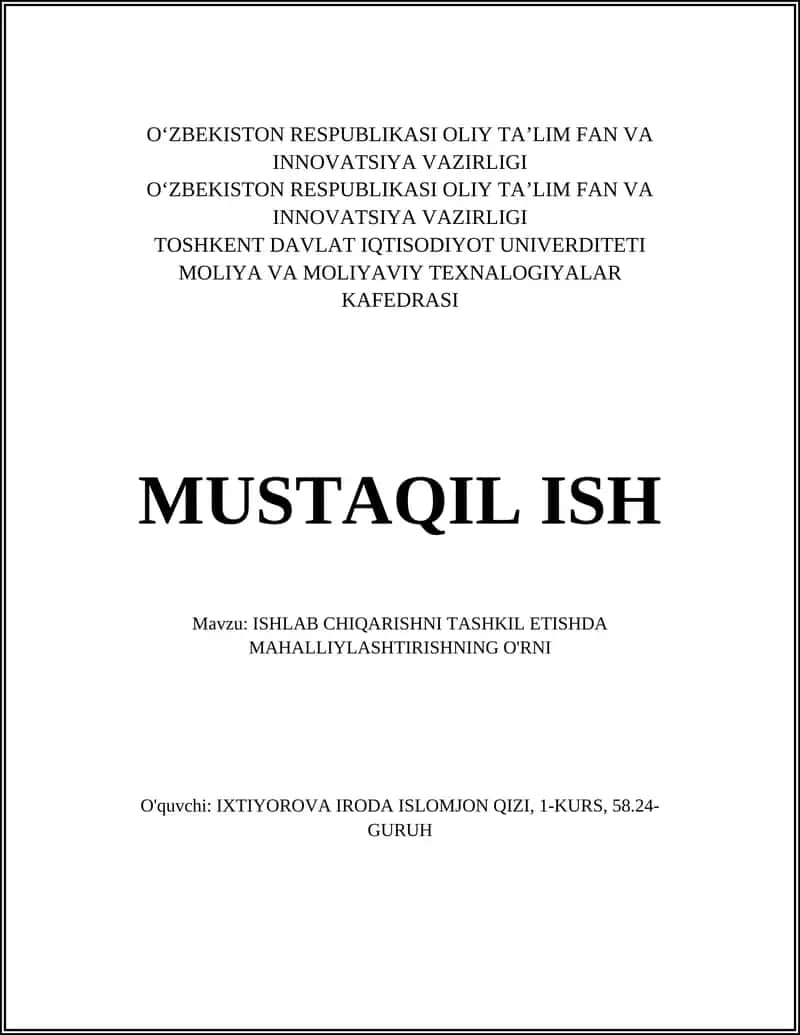Mahalliylashtirishning asosiy tushunchalari