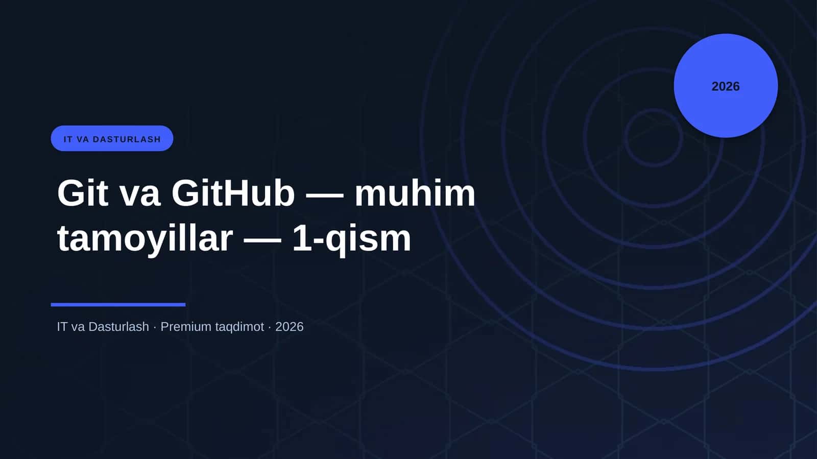 Git va GitHub — muhim tamoyillar — 1-qism