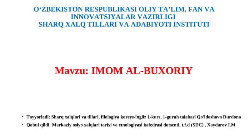 IMOM AL-BUXORIY