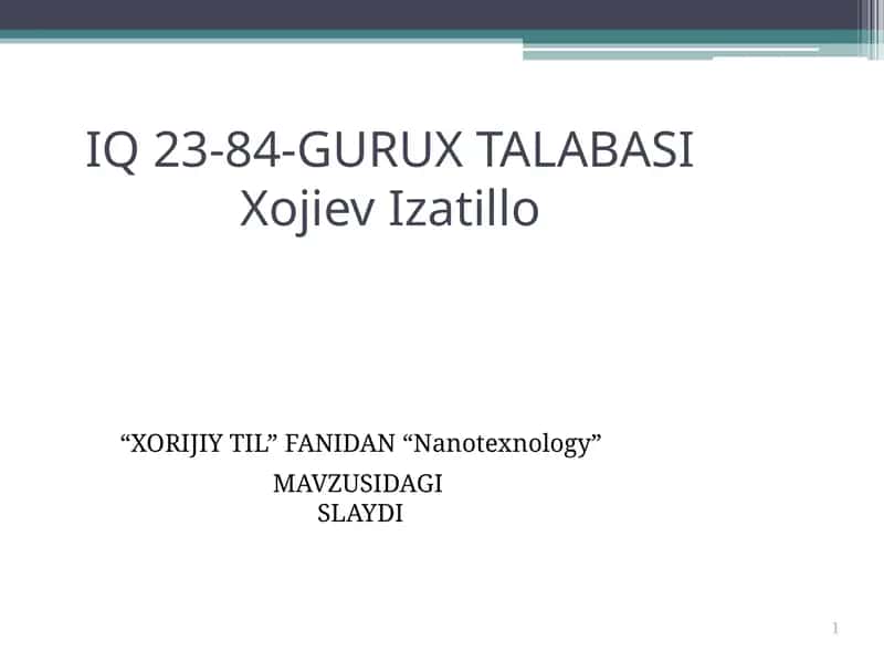 Nanotexnology