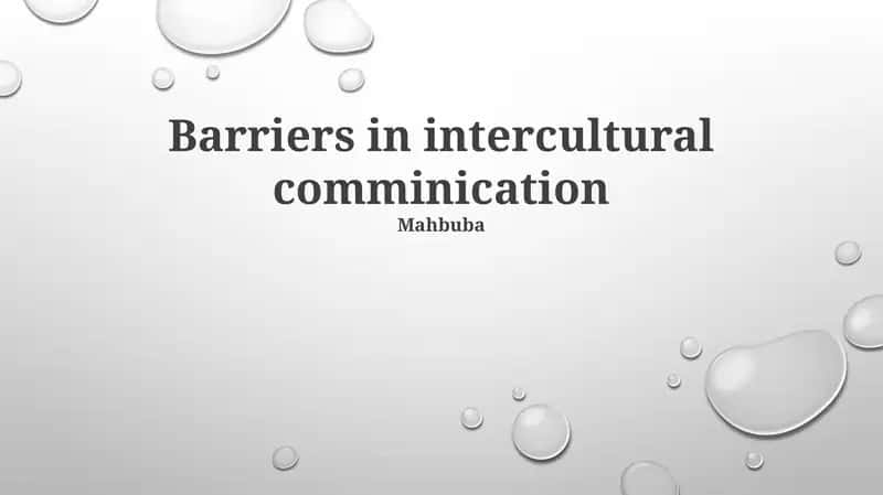 Barriers in intercultural communication