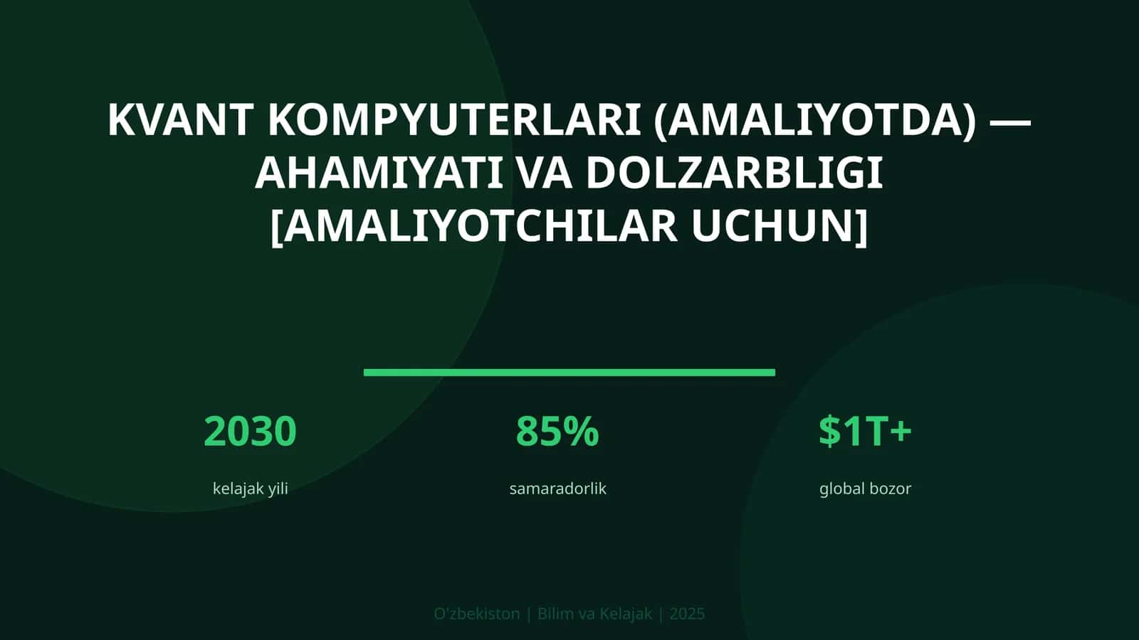 Kvant kompyuterlari (amaliyotda) — ahamiyati va dolzarbligi [amaliyotchilar uchun]