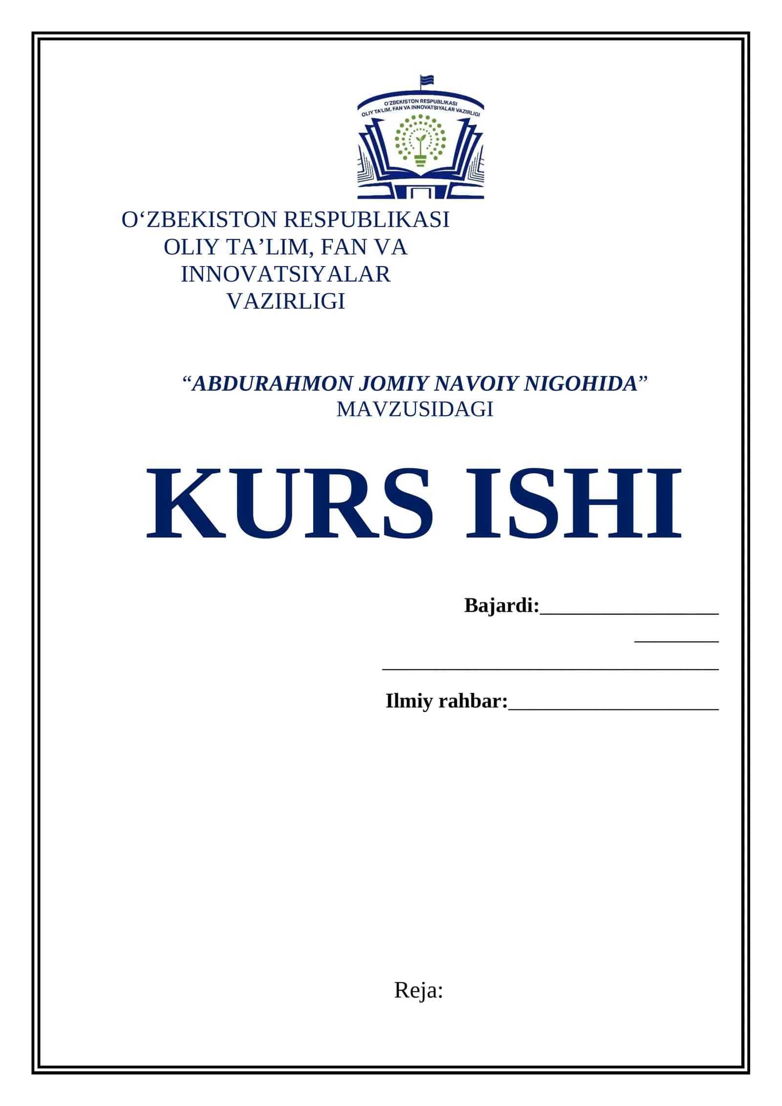 “ABDURAHMON JOMIY NAVOIY NIGOHIDA” MAVZUSIDAGI TAYYOR KURS ISHI