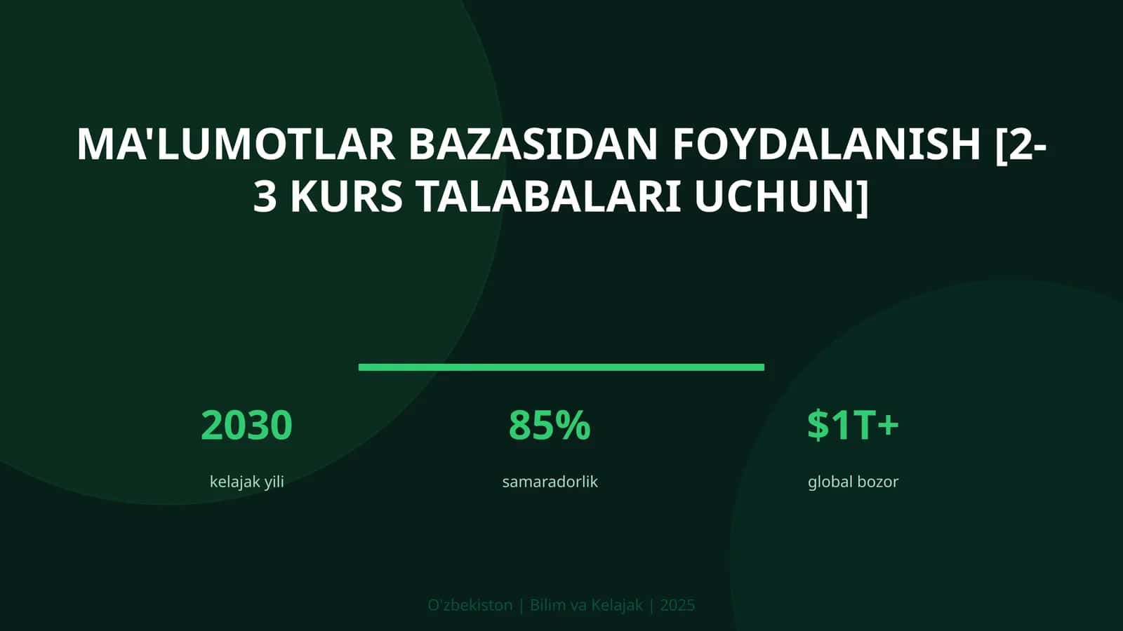 Ma'lumotlar bazasidan foydalanish [2-3 kurs talabalari uchun]