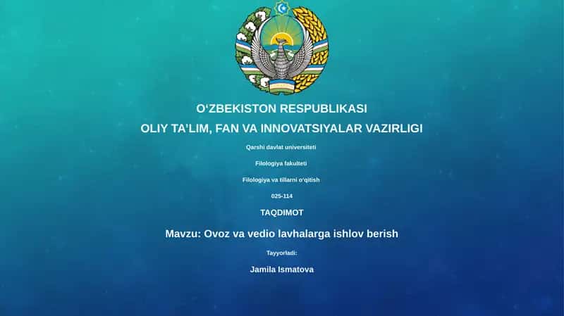 Ovoz va vedio lavhalarga ishlov berish