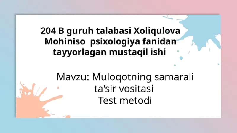 Muloqotning samarali ta'sir vositasi