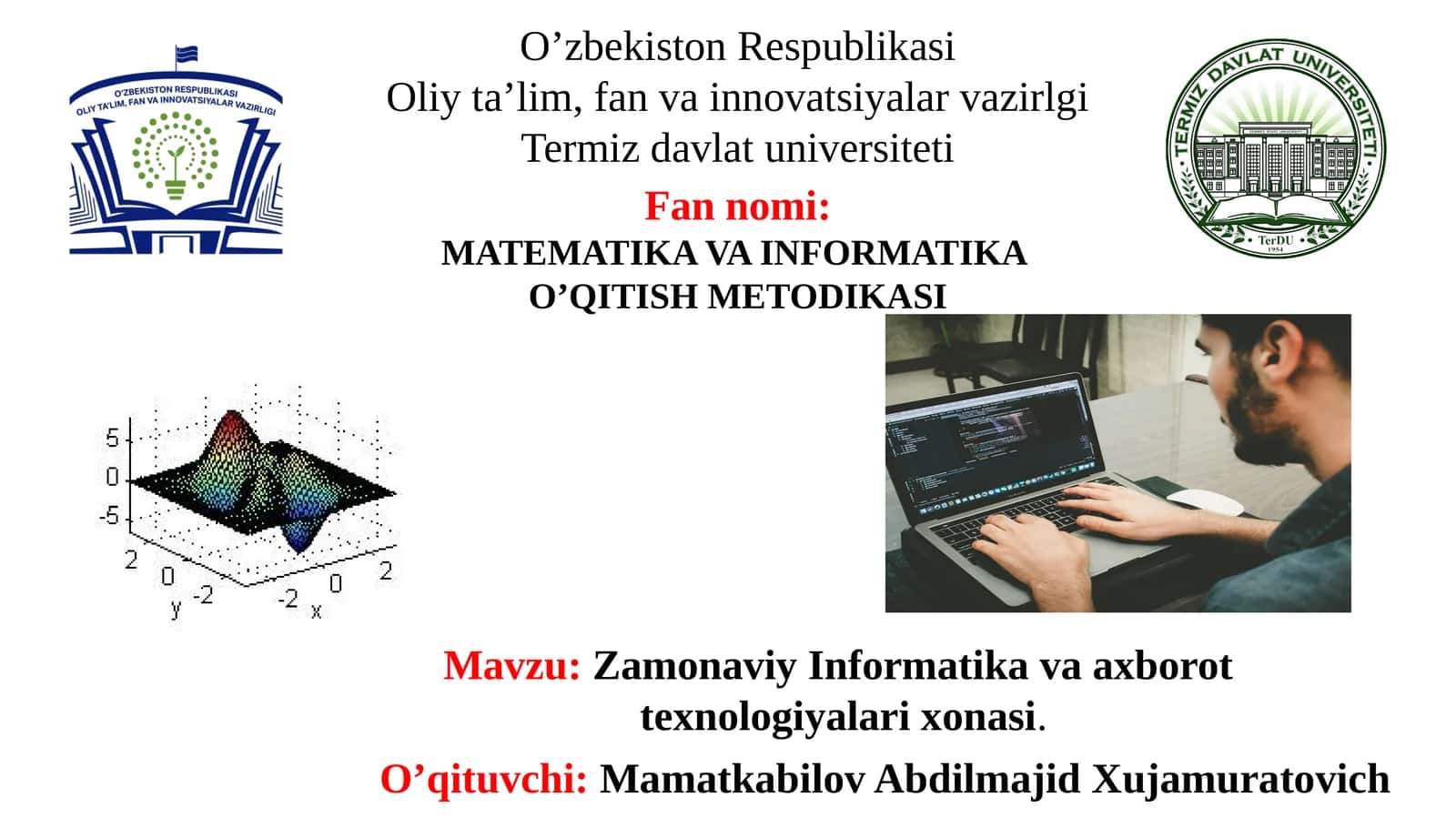 Zamonaviy Informatikava axborot texnologiyalari xonasi