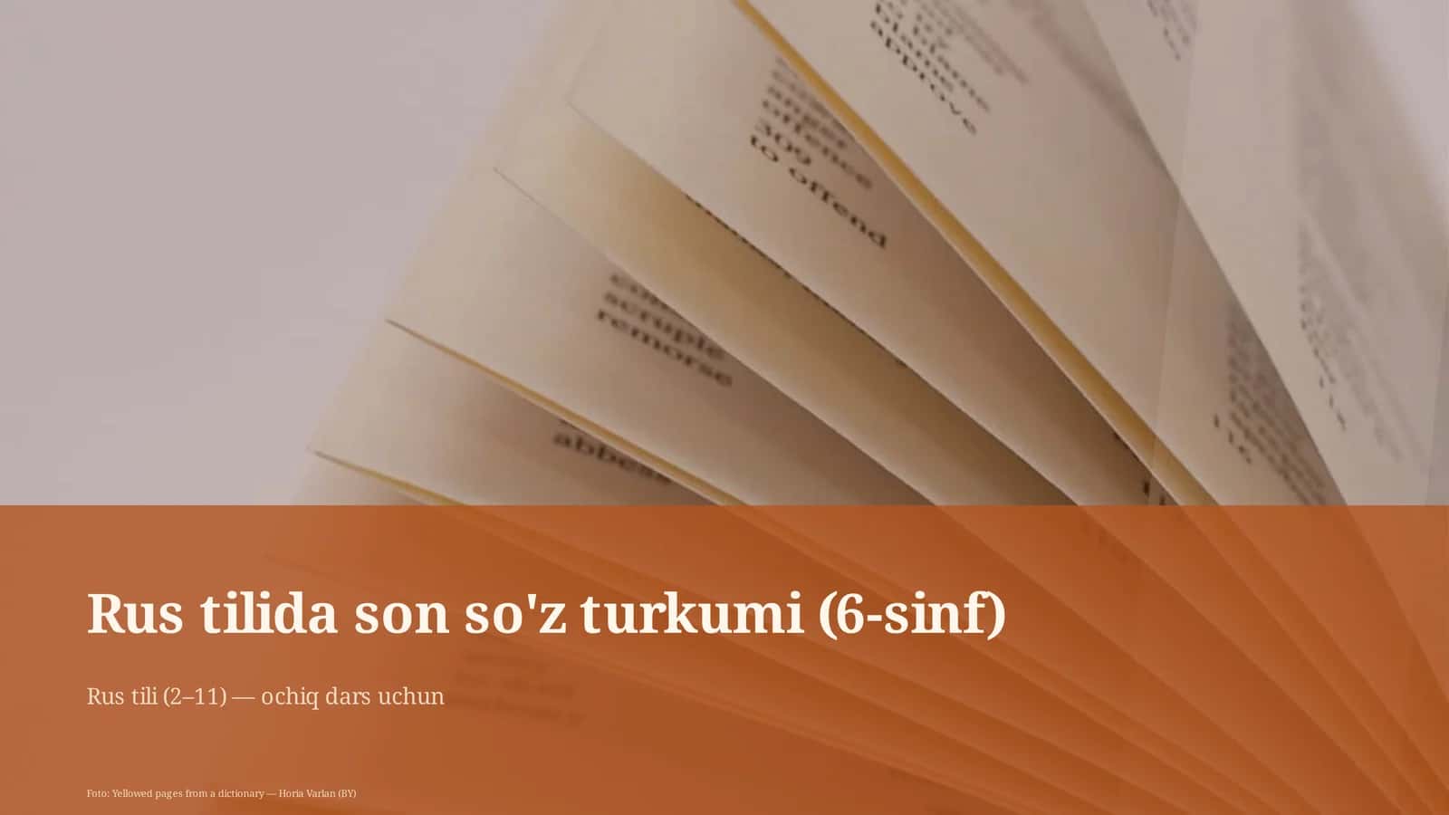Rus tilida son so'z turkumi (6-sinf)