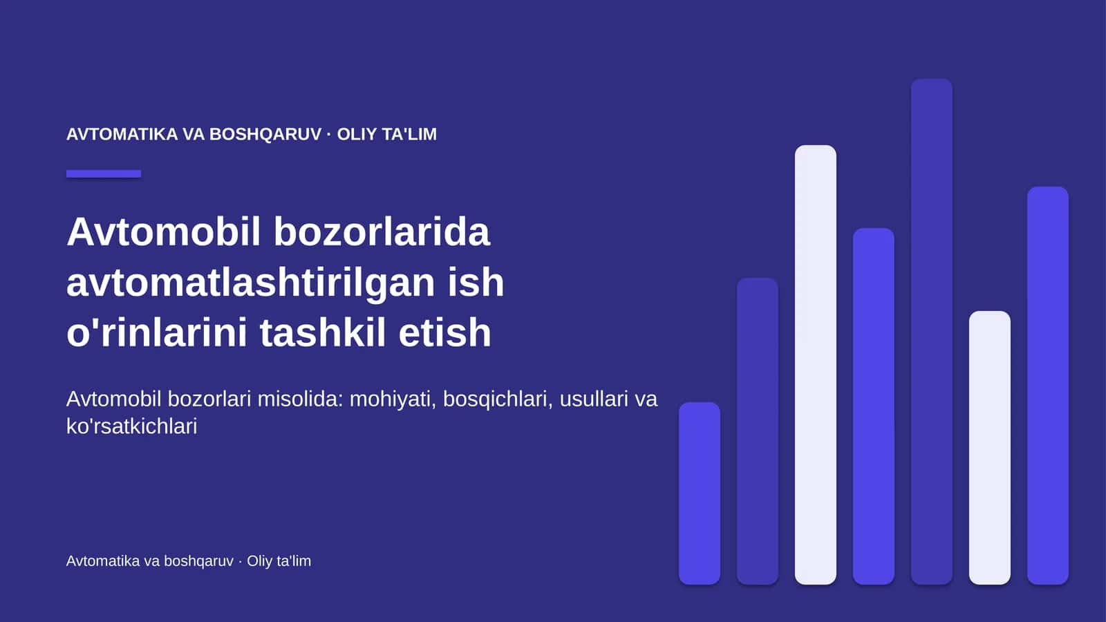 Avtomatika va boshqaruv · Oliy ta'lim