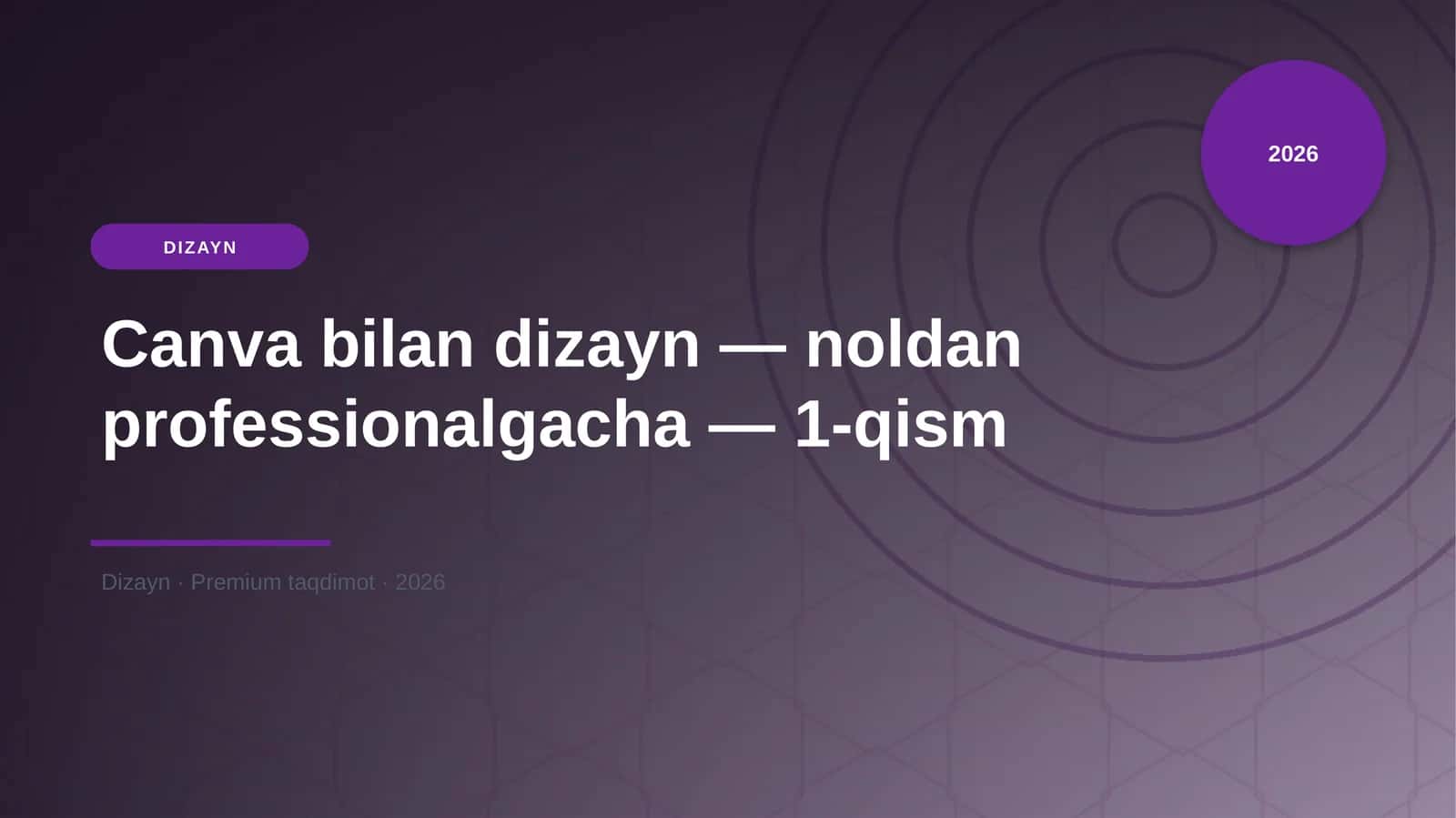 Canva bilan dizayn — noldan professionalgacha — 1-qism