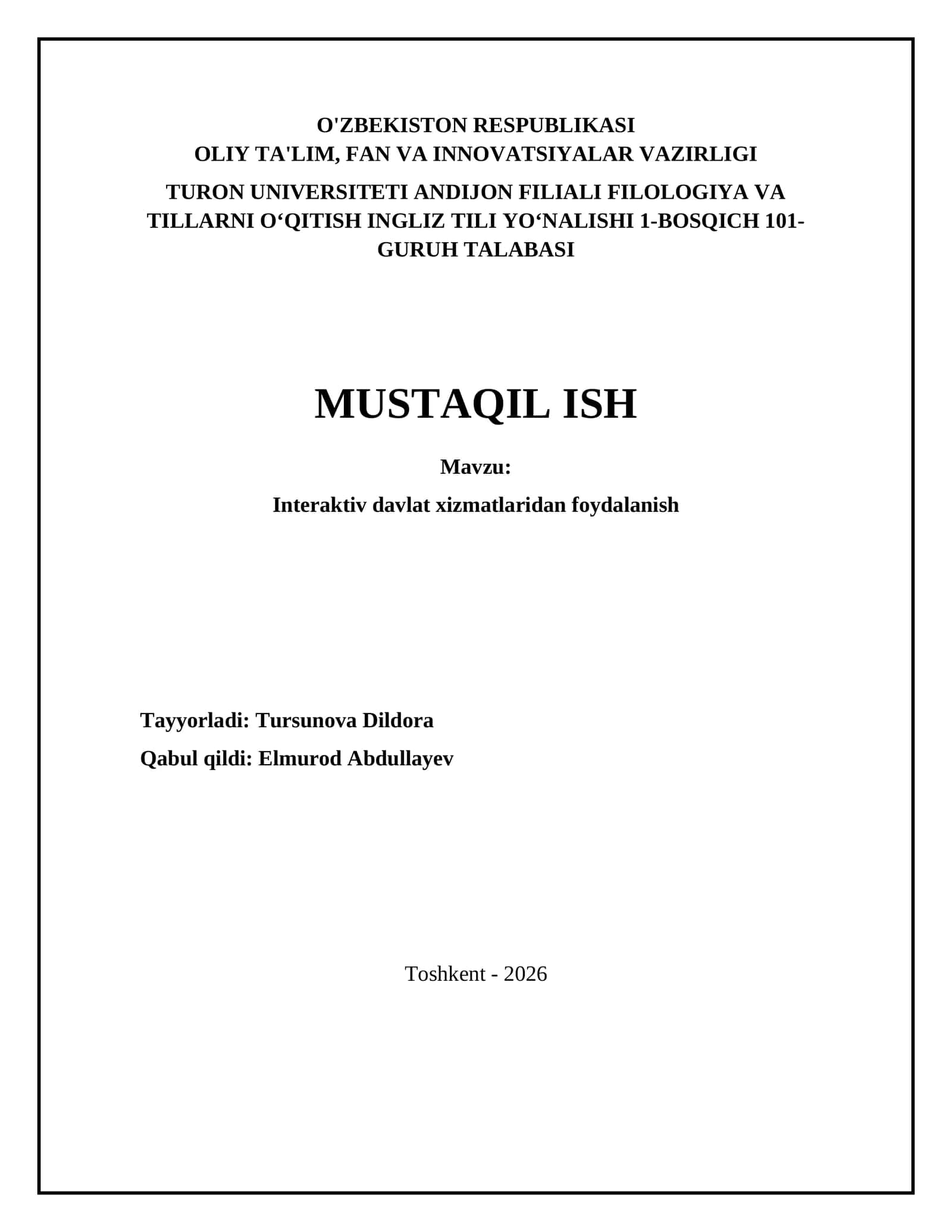 Interaktiv davlat xizmatlaridan foydalanish