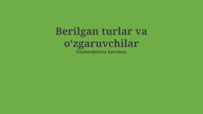 Funksiyalar va o'zgaruvchilar