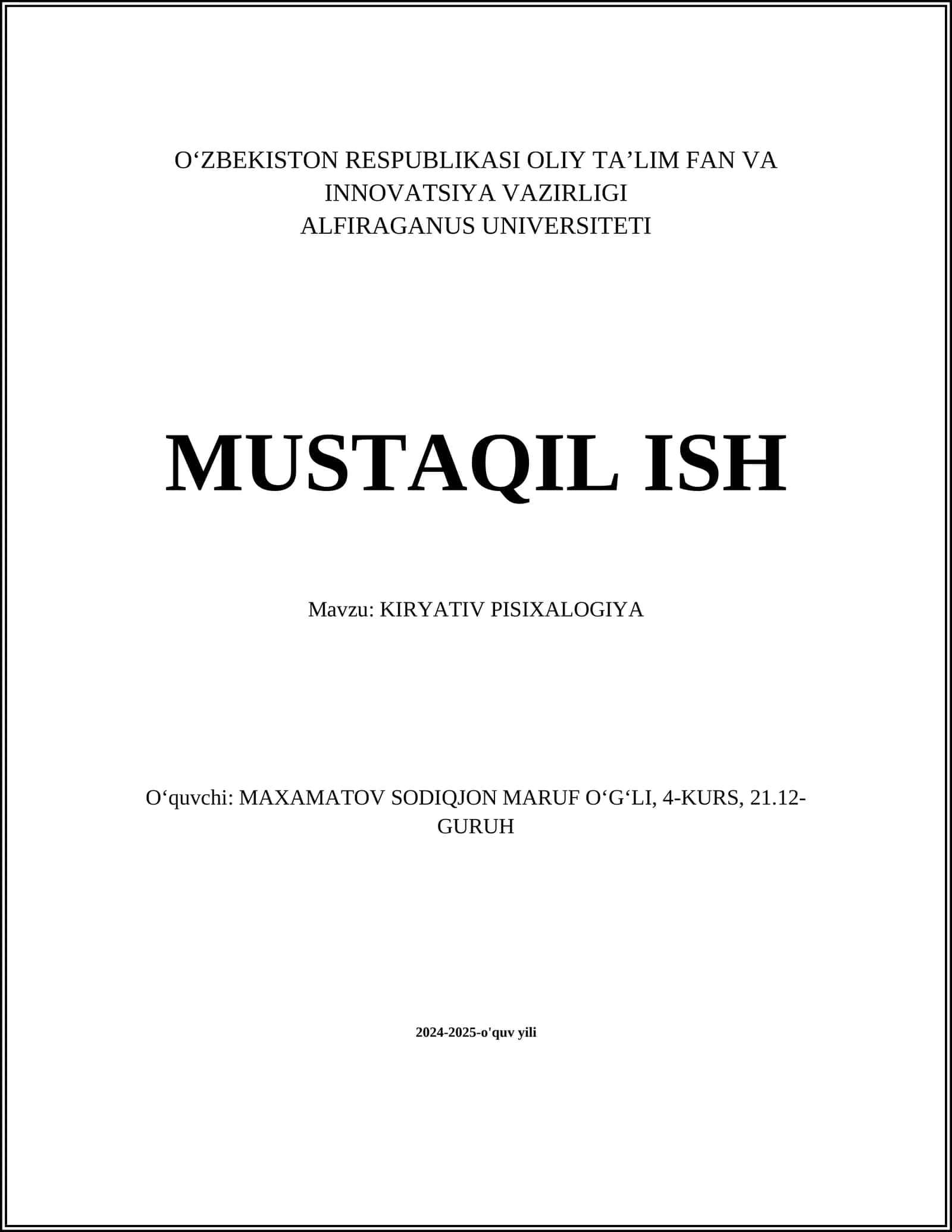 KIRYATIV PISIXALOGIYA