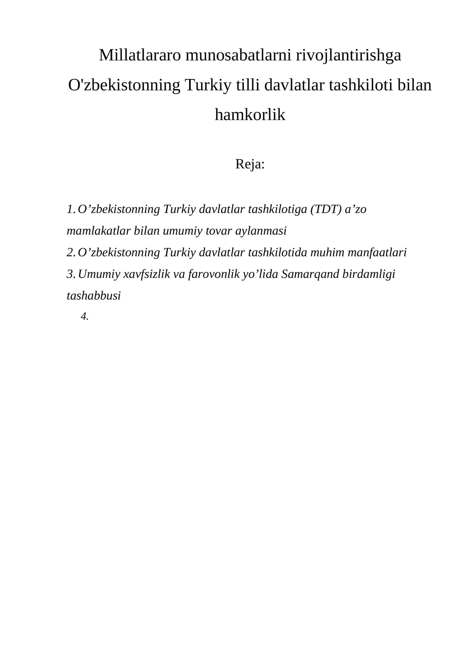 O‘zbekistonning Turkiy davlatlar tashkilotiga (TDT) a’zo mamlakatlar bilan umumiy tovar aylanmasi