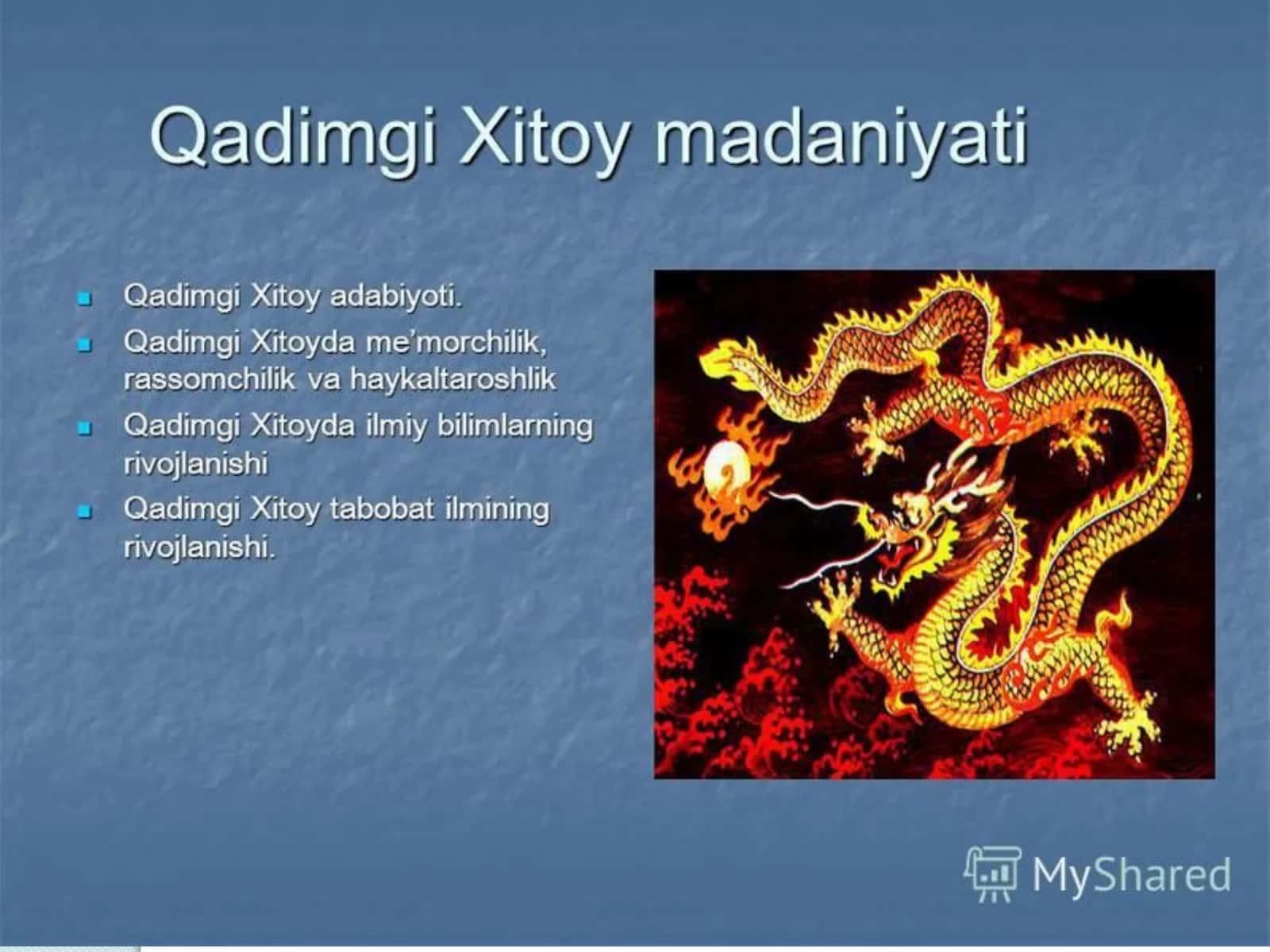 Qadimgi Xitoy madaniyatining paydo bo'lishi 1