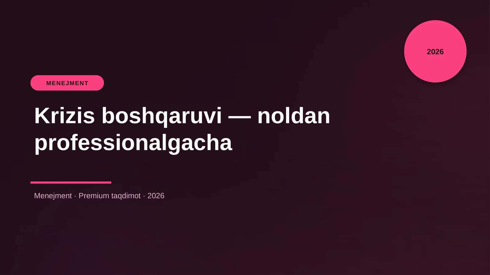 Krizis boshqaruvi — noldan professionalgacha