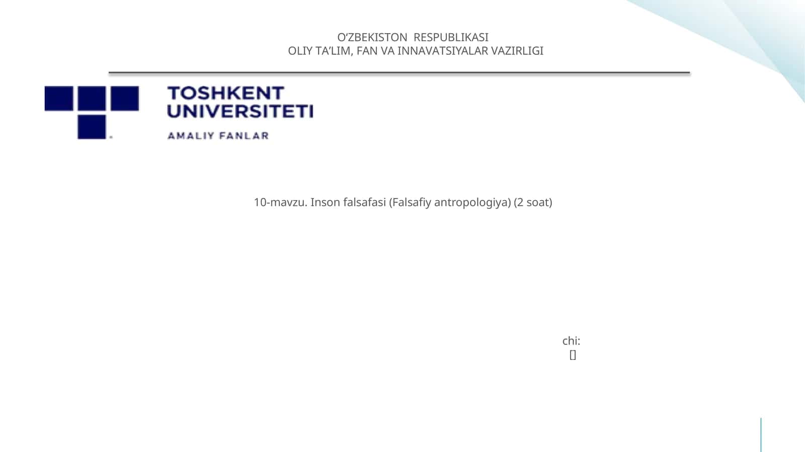 10-mavzu. Inson falsafasi (Falsafiy antropologiya) (2 soat)