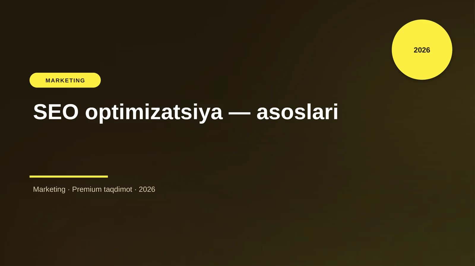 SEO optimizatsiya — asoslari