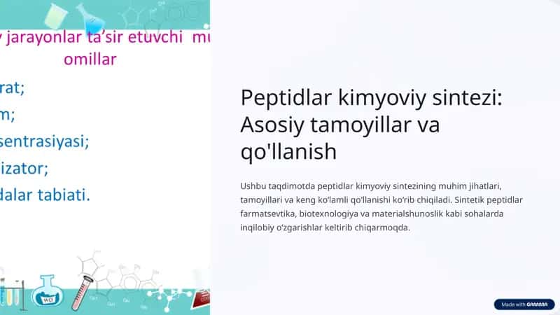 Peptidlar kimyoviy sintezi: Asosiy tamoyillar va qo'llanish
