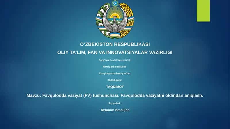 Favqulodda vaziyat (FV) tushunchasi