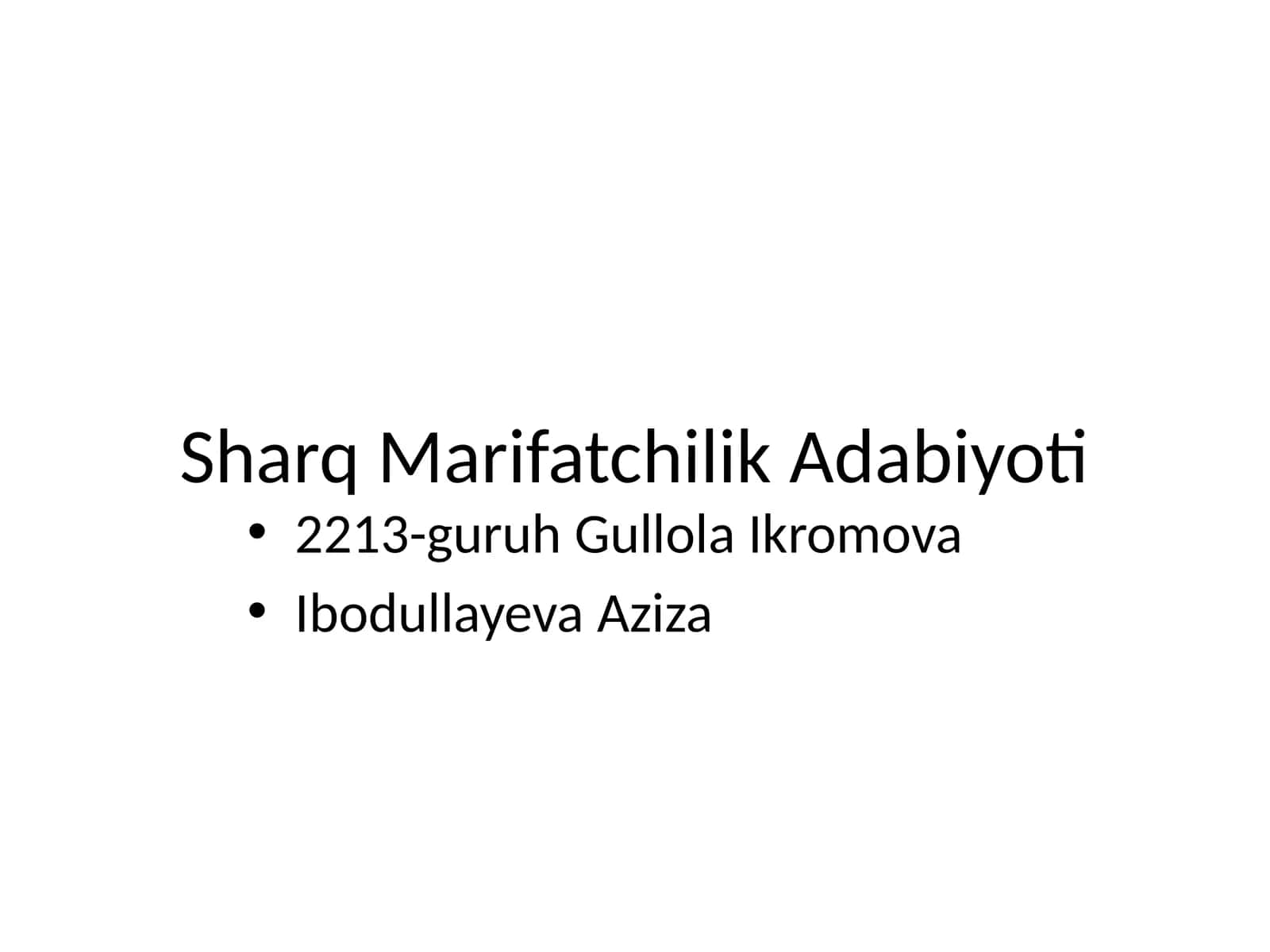 Sharq Marifatchilik Adabiyoti 1