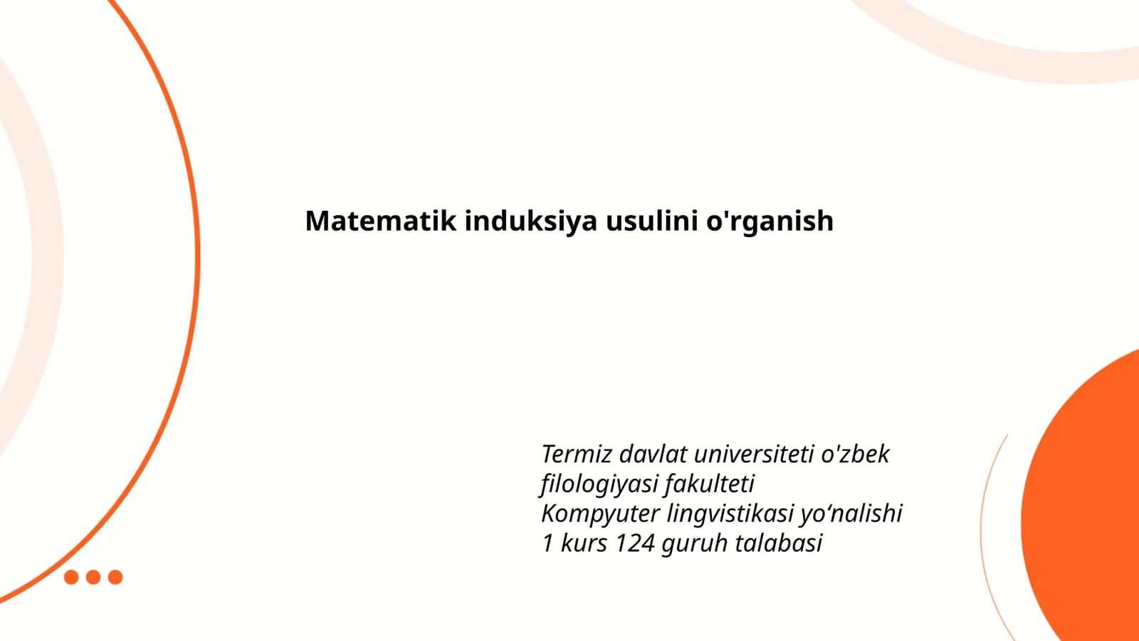 Matematik induksiya usulini o'rganish