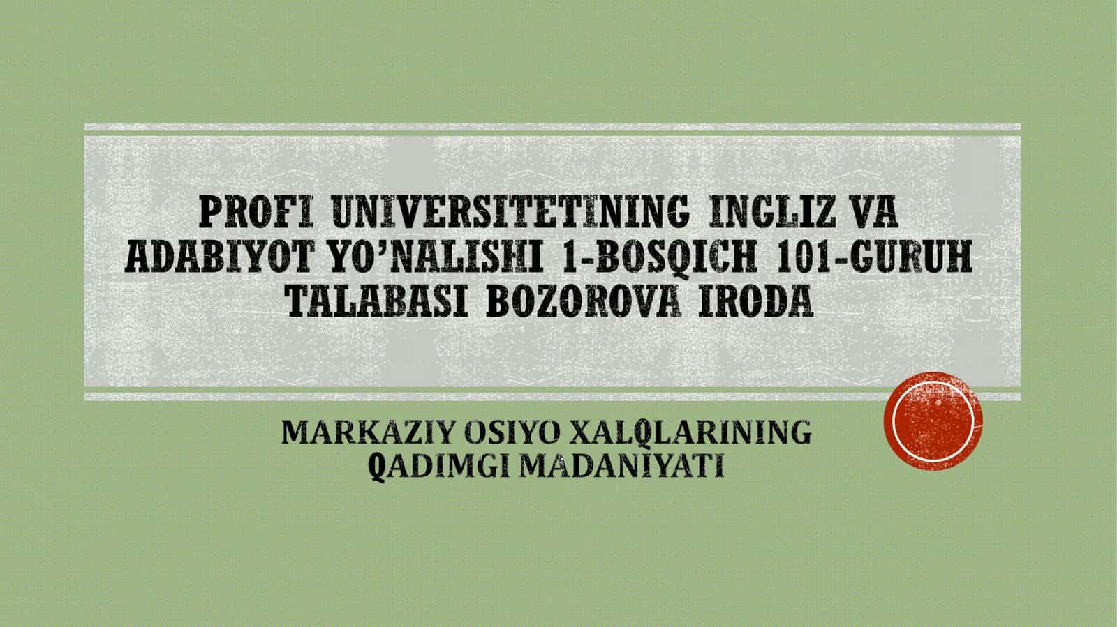 Markaziy Osiyo madaniyati jahon madaniyati tarixida
