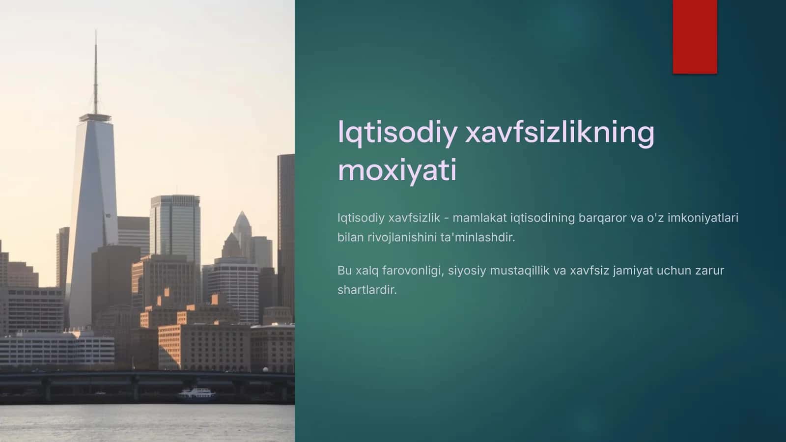 Iqtisodiy xavfsizlikning moxiyati