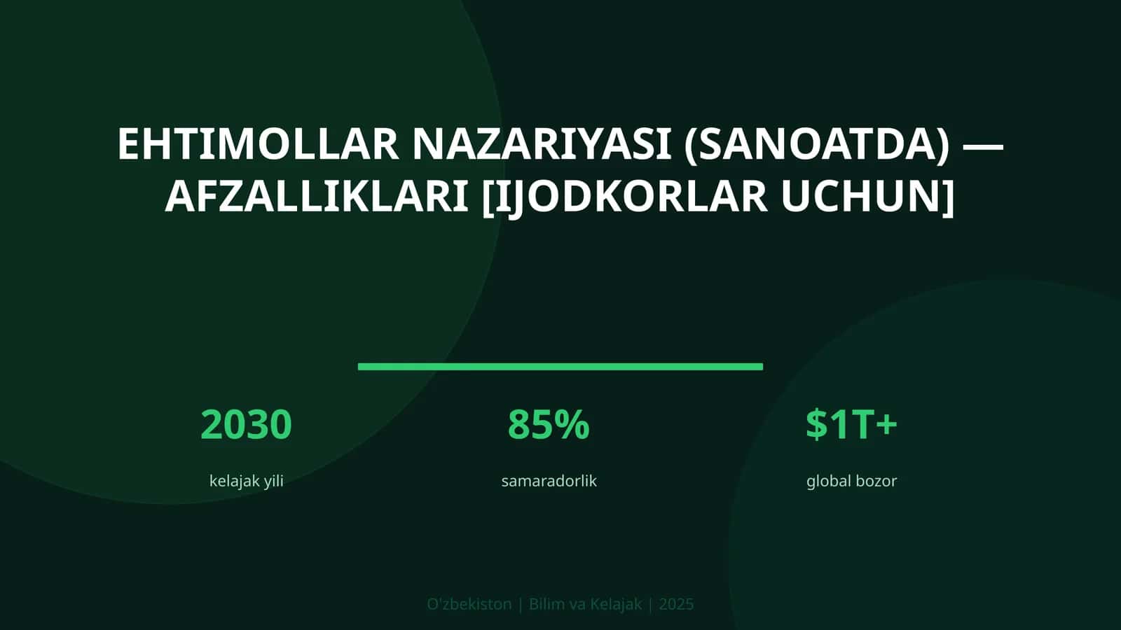 Ehtimollar nazariyasi (sanoatda) — afzalliklari [ijodkorlar uchun]