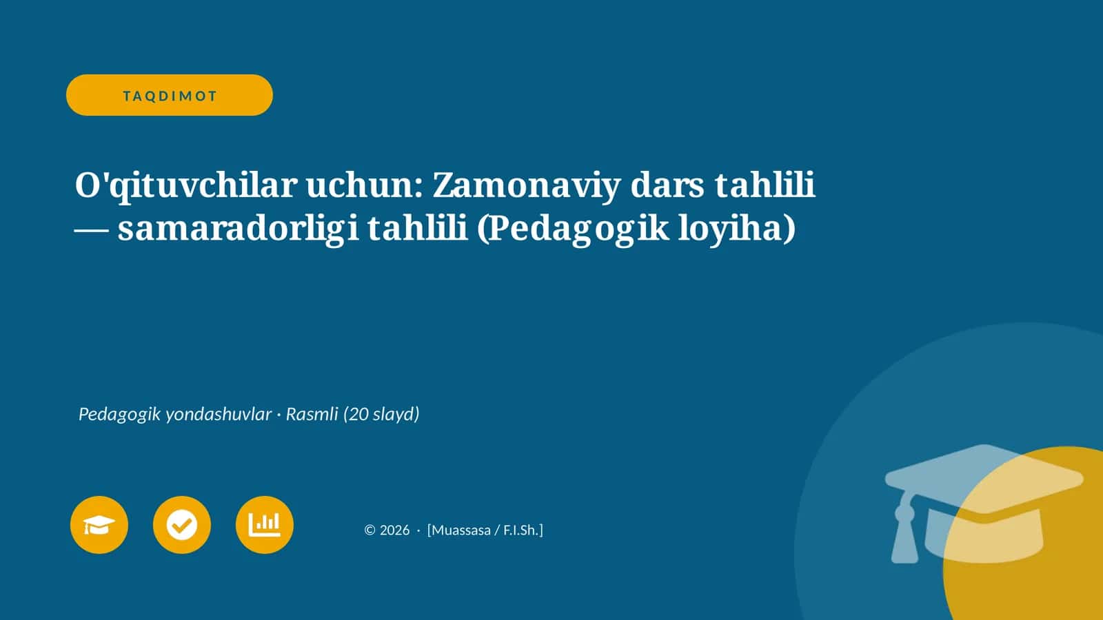 Zamonaviy dars tahlili — samaradorligi tahlili (Pedagogik loyiha)