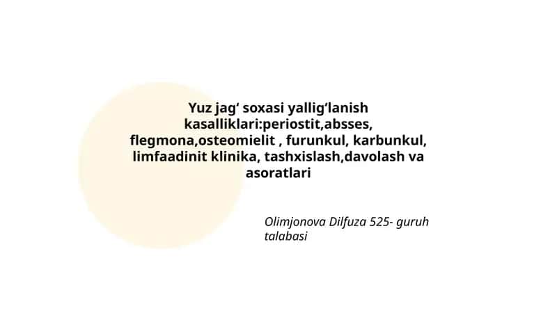 Yuz jagʻ soxasi yalligʻlanish kasalliklari