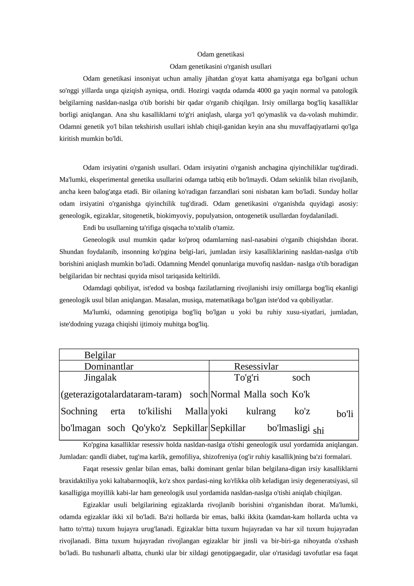 Odam genetikasi