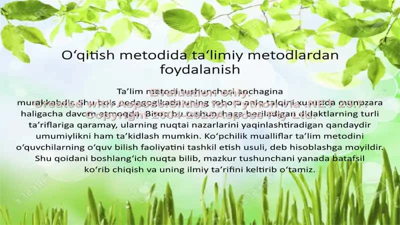 O‘qitish Metodida Ta‘limiy Metodlardan Foydalanish