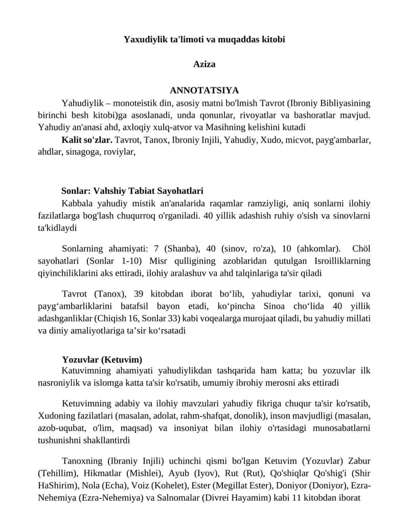 Yaxudiylik ta'limoti va muqaddas kitobi