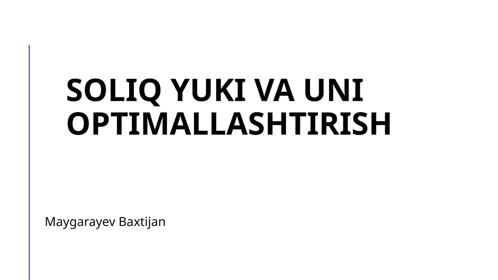 Soliq yuki va uni optimallashtirish