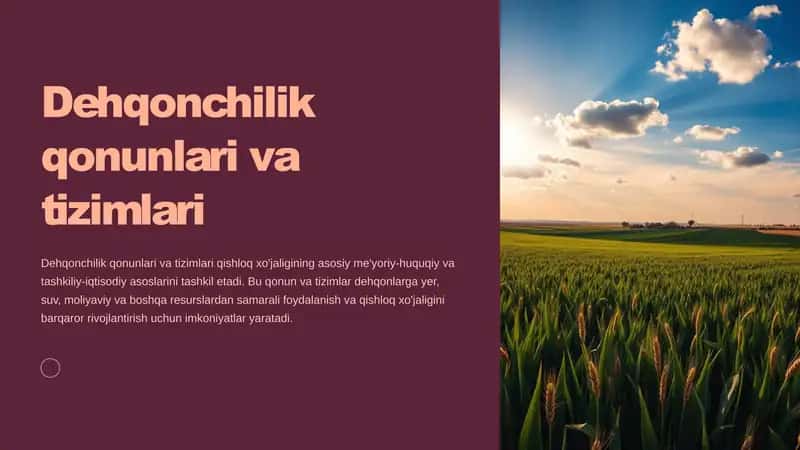 Dehqonchilik qonunlari va tizimlari