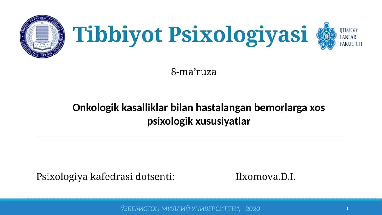 Onkologik kasalliklar bilan hastalangangan bemorlarga xos psixologik xususiyatlar