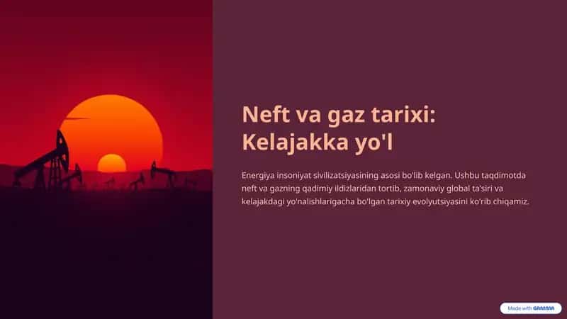 Neft va gaz tarixi: Kelajakka yo'l