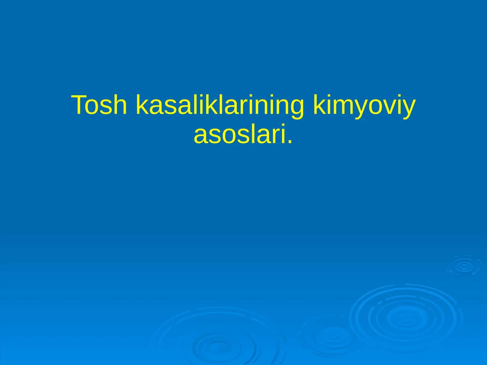 Tosh kasaliklarining kimyoviy asoslari
