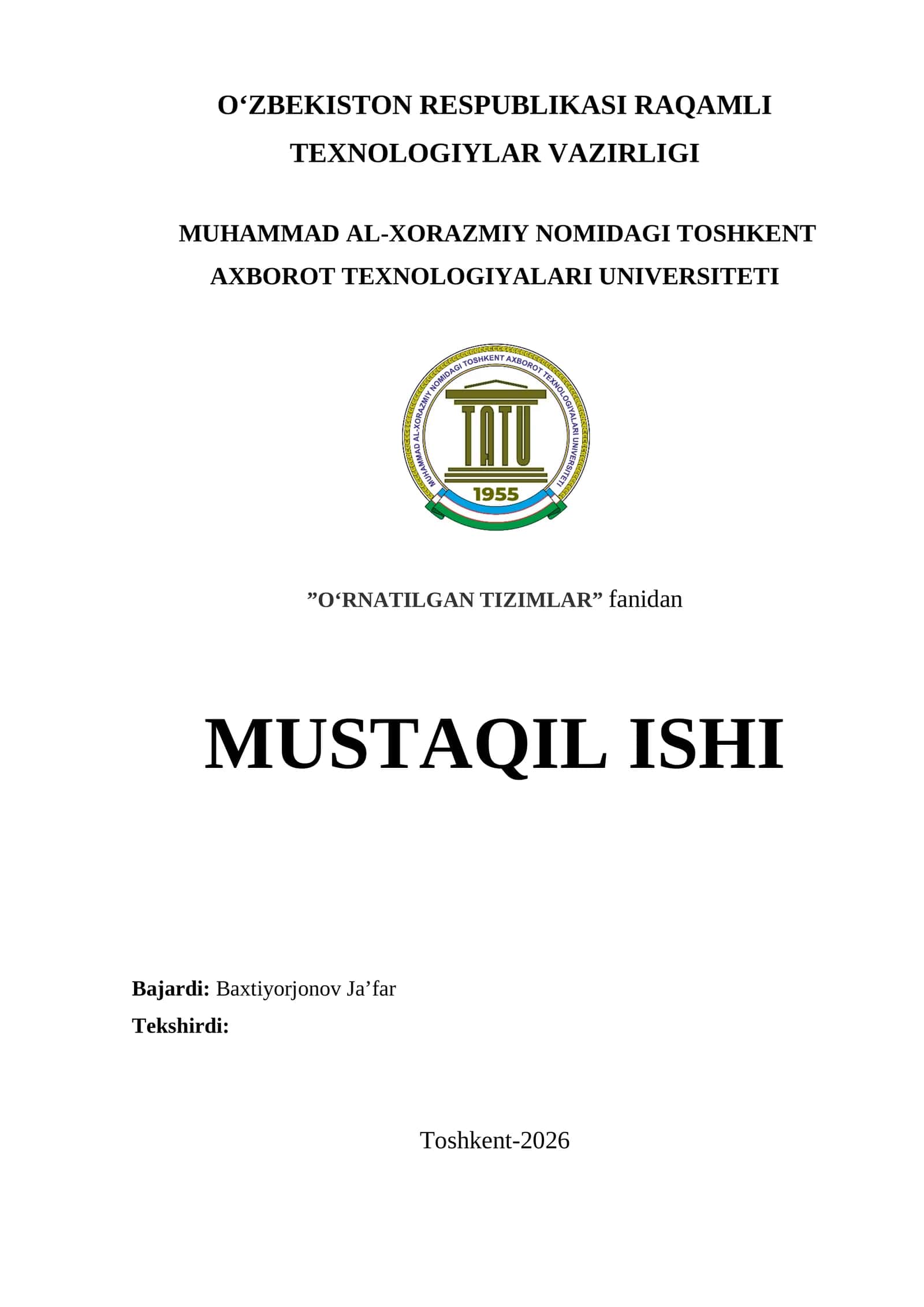 Assembler tilining mikrokontrollerlar uchun ahamiyati va past darajadagi dasturlash asoslari