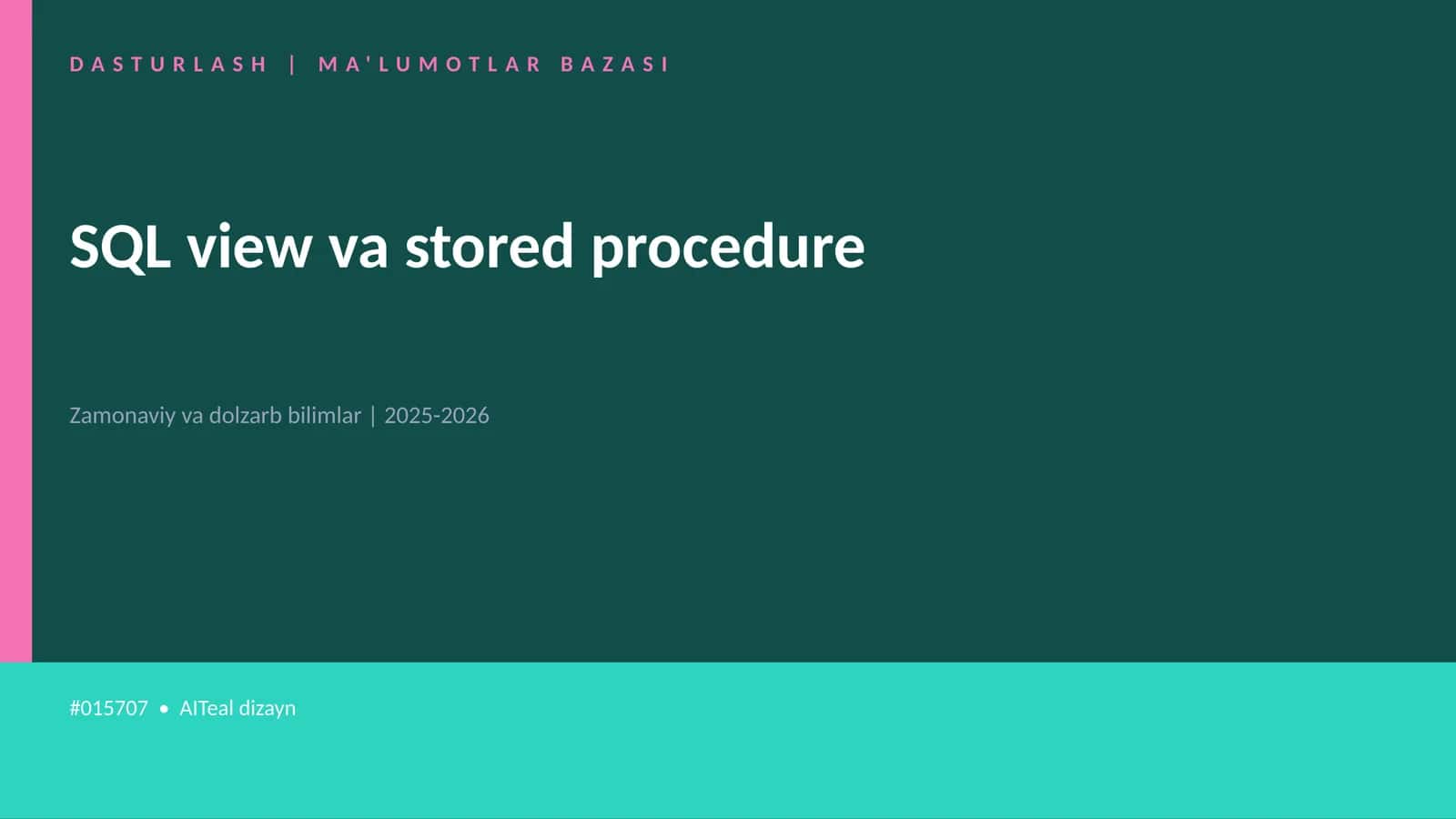 SQL view va stored procedure