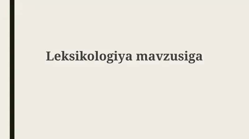 Leksikologiyamavzusiga