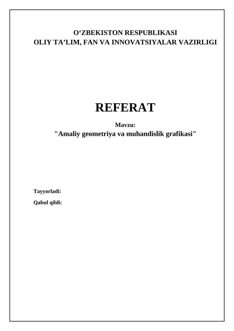 "Amaliy geometriya va muhandislik grafikasi"